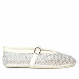 Saint Zoey Strass Embellished White Leather Flats