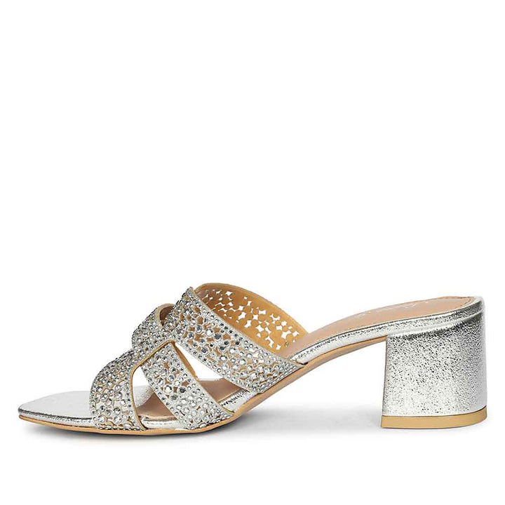 Saint Silver Leather Block Heels