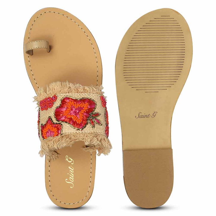 Saint Coral Leather Flat