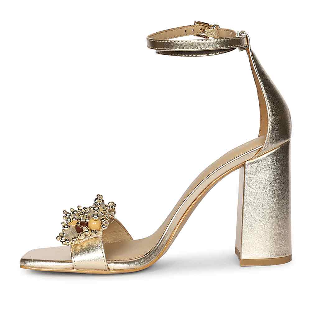 Saint Raquel Jewel Platin Leather Block Heels