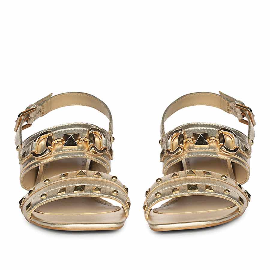 Saint Mabel Embellished Metallic Gold Leather Heels