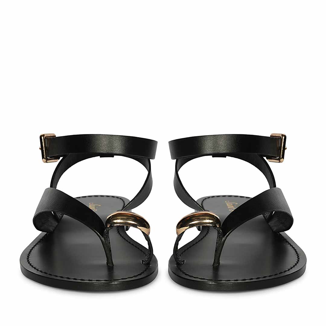Saint Black Leather Flat