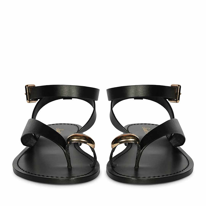 Saint Black Leather Flat