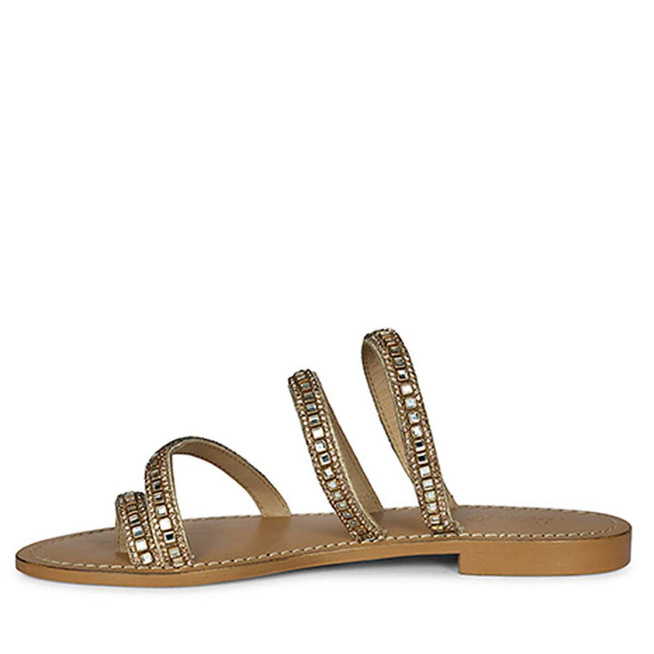 Saint Amber Stone Gold Leather Flats