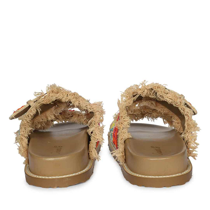 Saint Keisha Boho Fringe Embroidered Footbed Sandals