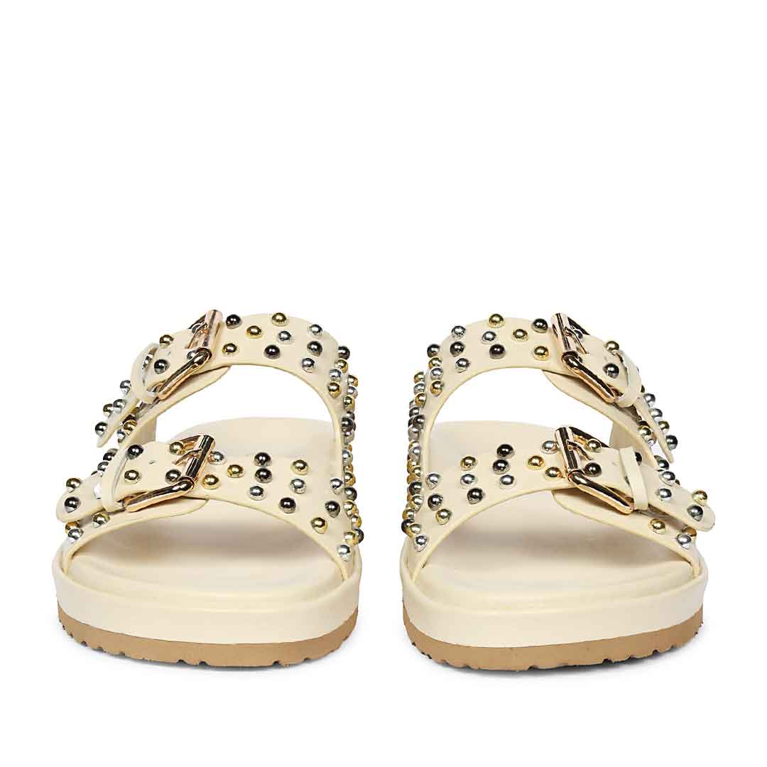 Saint Marnie Off-White Studded Leather Footbed Sandals