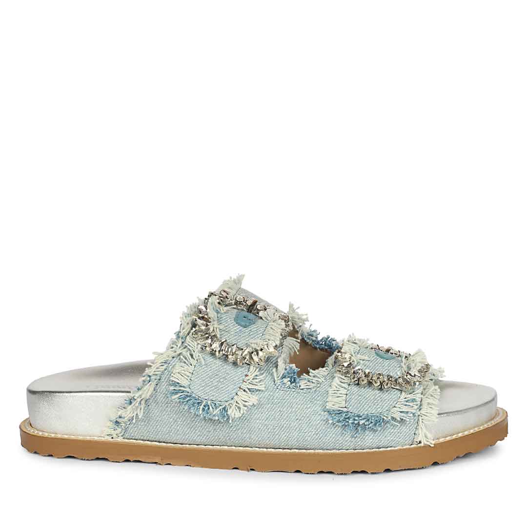 SaintG Blue Denim Footbed Sandals