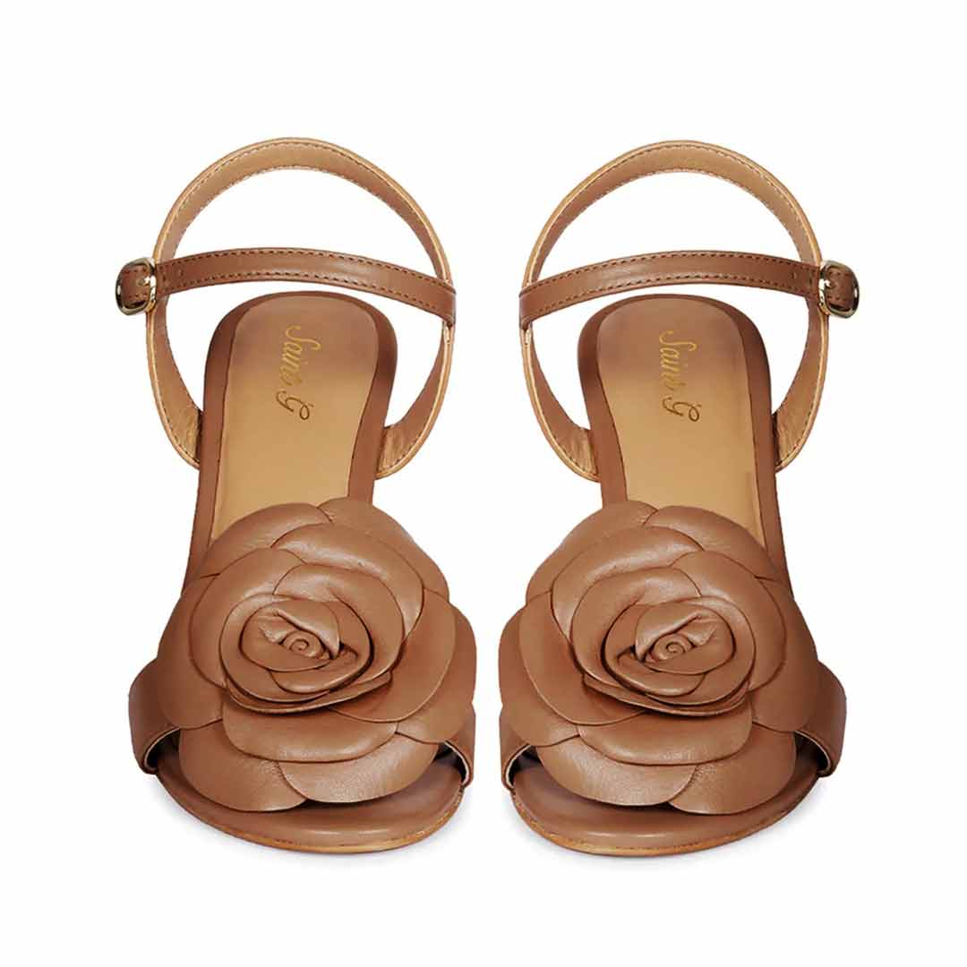 Saint Veronique Flower Embellished Cuoio Leather Stilettos