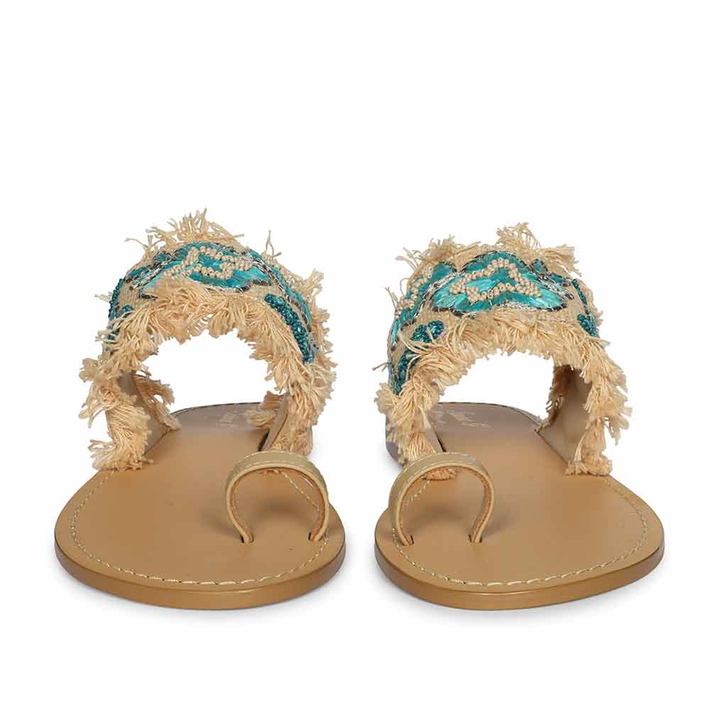 Saint Turquiose Leather Flat