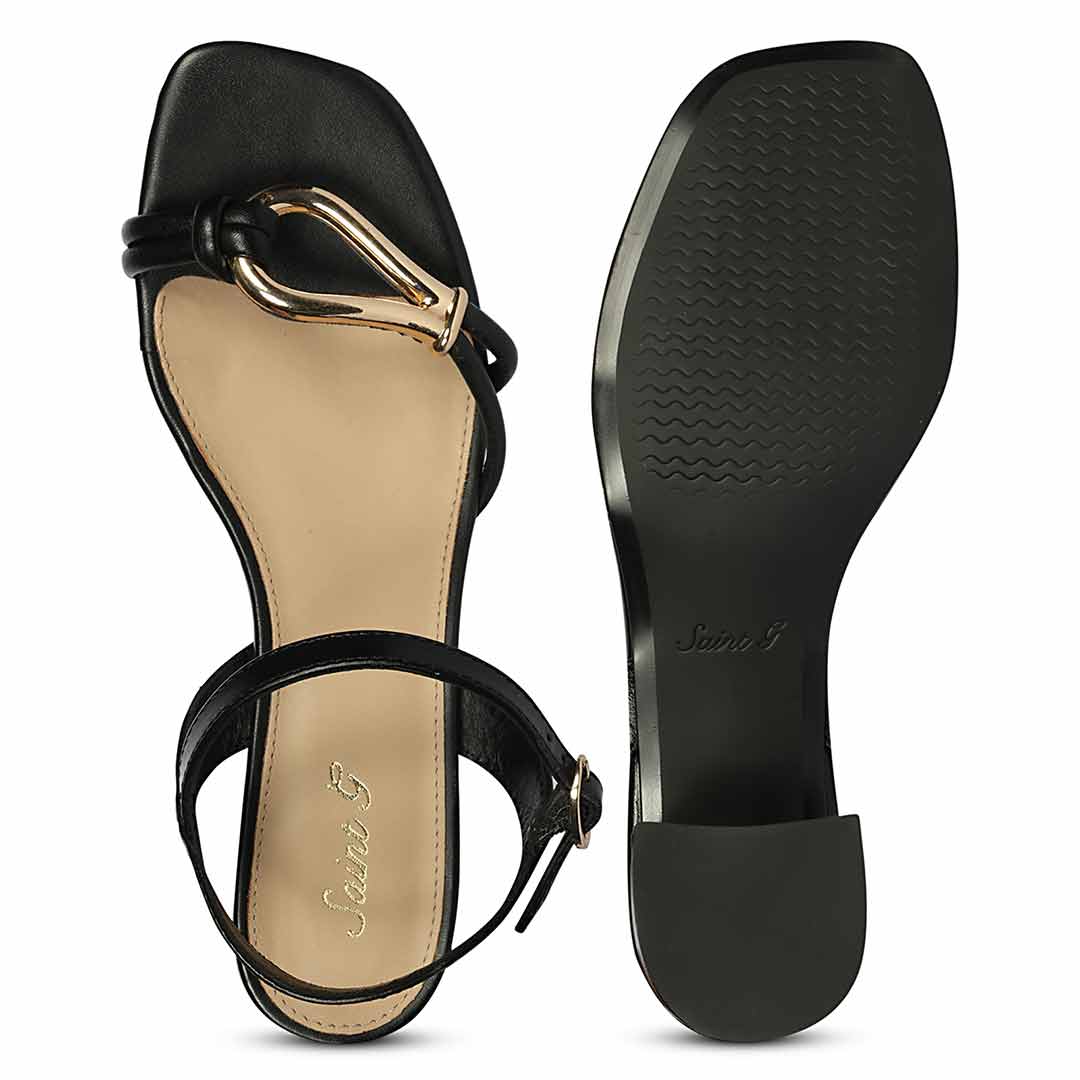 Saint Oryn Black Knot Trim Block Heels