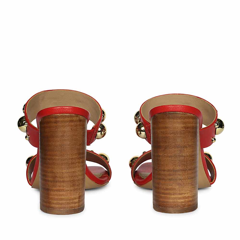 Saint Maelle Embellished Goji Berry Leather Heels