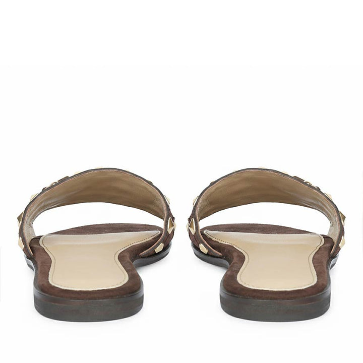 Saint Wrenley Studded Brown Suede Leather Slides