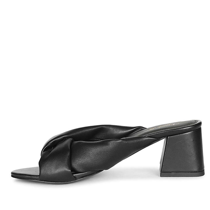 Saint Athena Black Glove Leather Block Heels