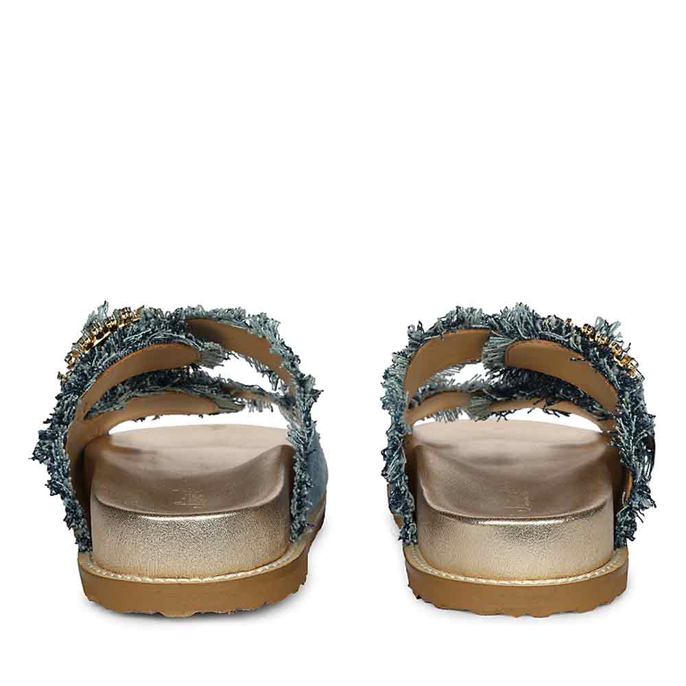 SaintG Navy Blue Denim Footbed Sandals