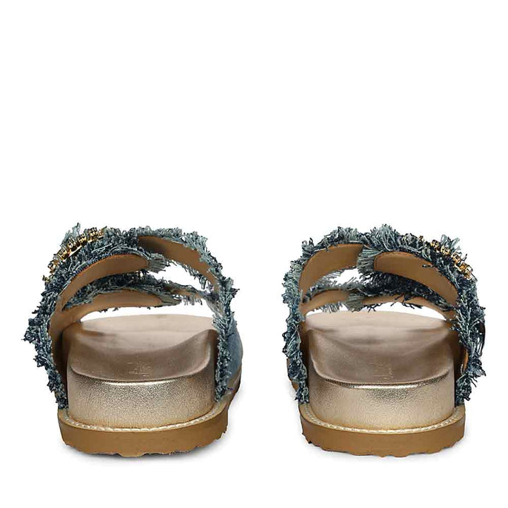 SaintG Navy Blue Denim Footbed Sandals