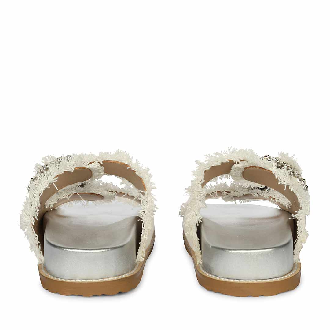 SaintG White Denim Footbed Sandals