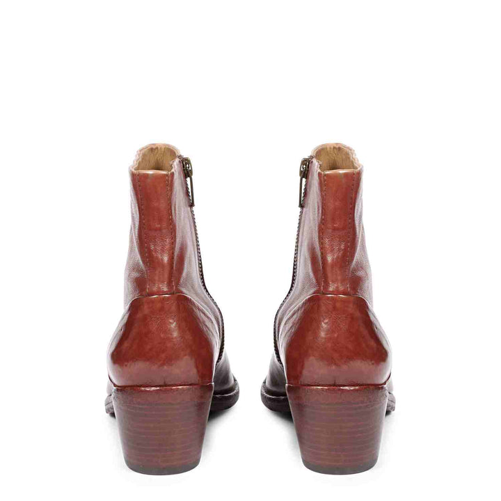 Saint Emelia Rust Leather Washed Ankle Boot