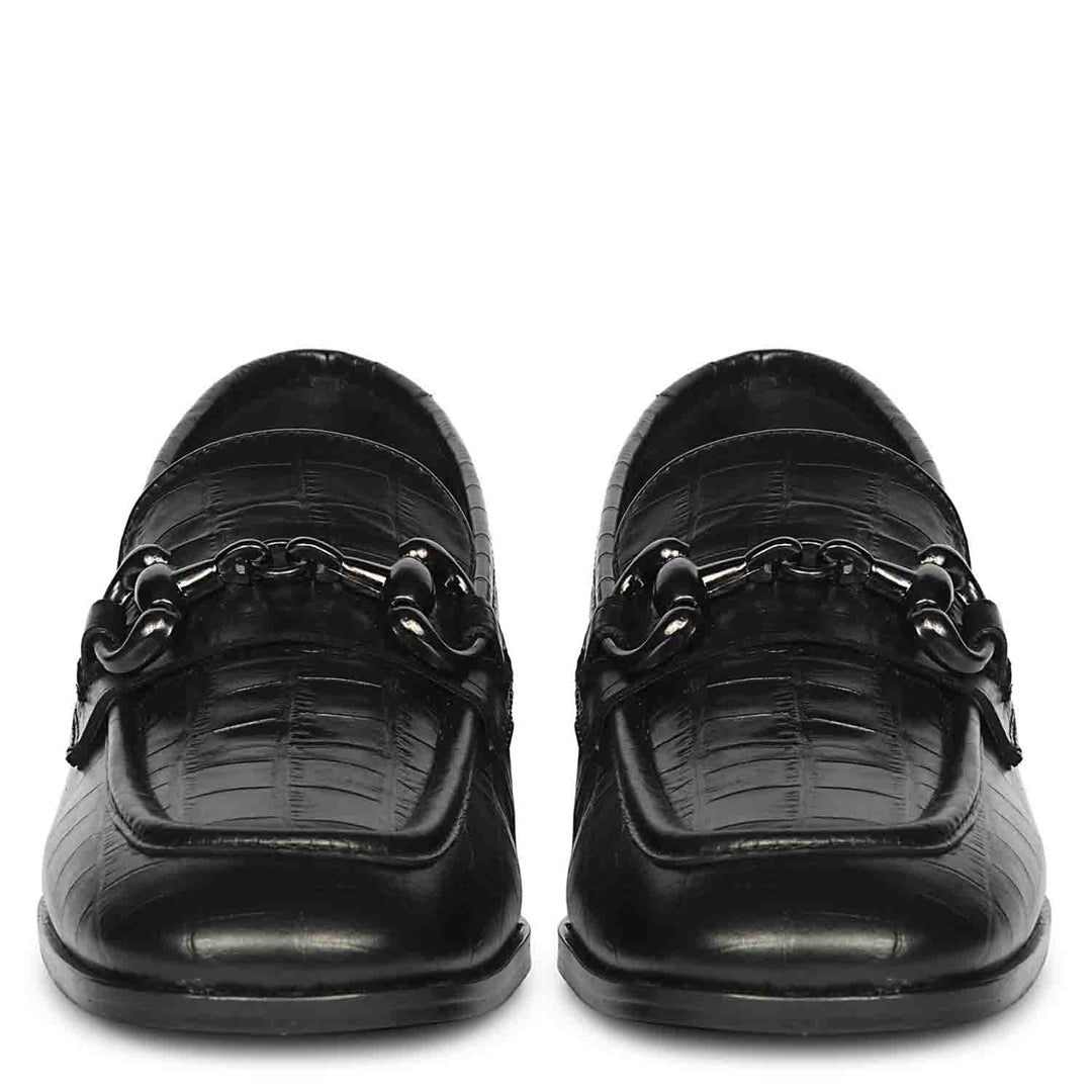 Jacqueline Croco - Heeled Loafers