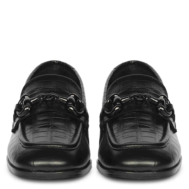 Jacqueline Croco - Heeled Loafers