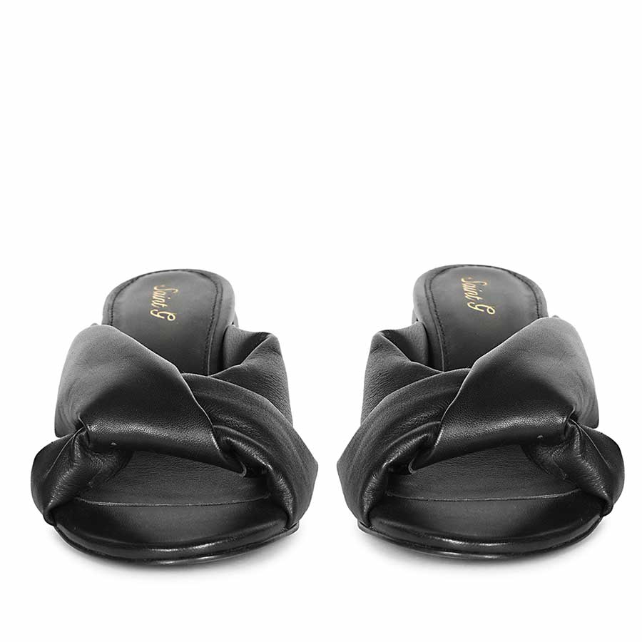 Saint Athena Black Glove Leather Block Heels