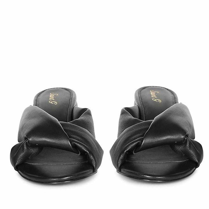 Saint Athena Black Glove Leather Block Heels