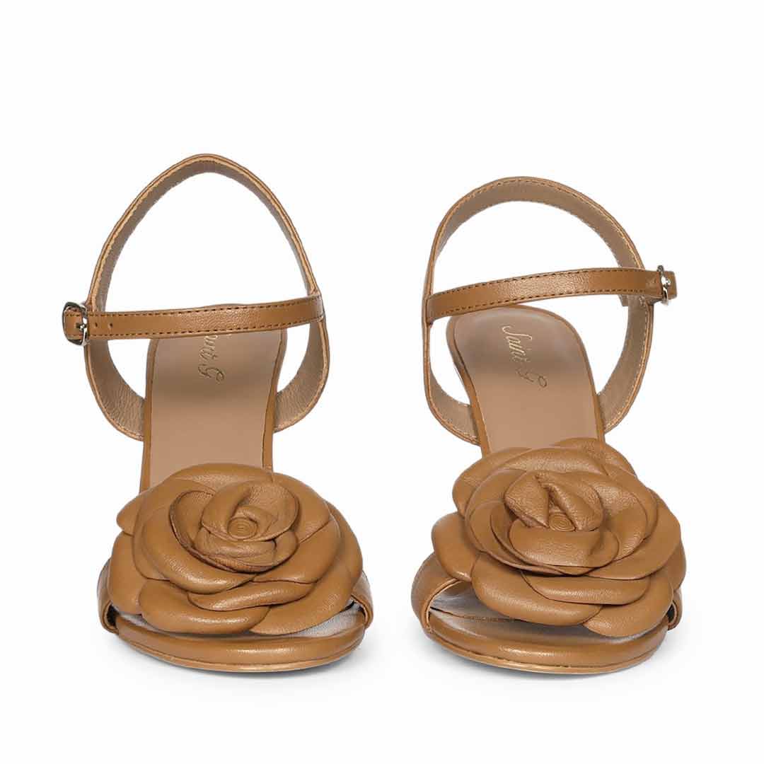 Saint Veronique Flower Embellished Cuoio Leather Stilettos