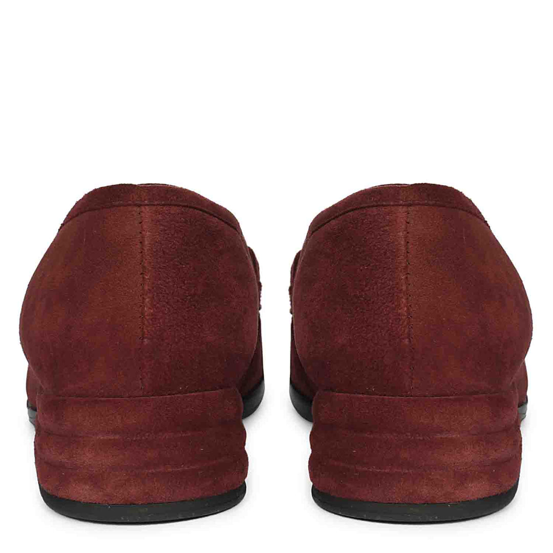 Saint Jacqueline Burgundy  Suede Leather Moccasins