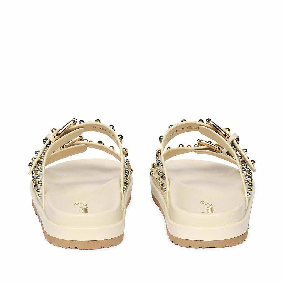 Saint Marnie Off-White Studded Leather Footbed Sandals