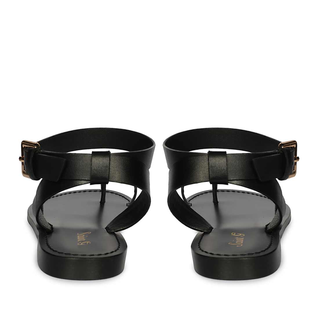 Saint Black Leather Flat