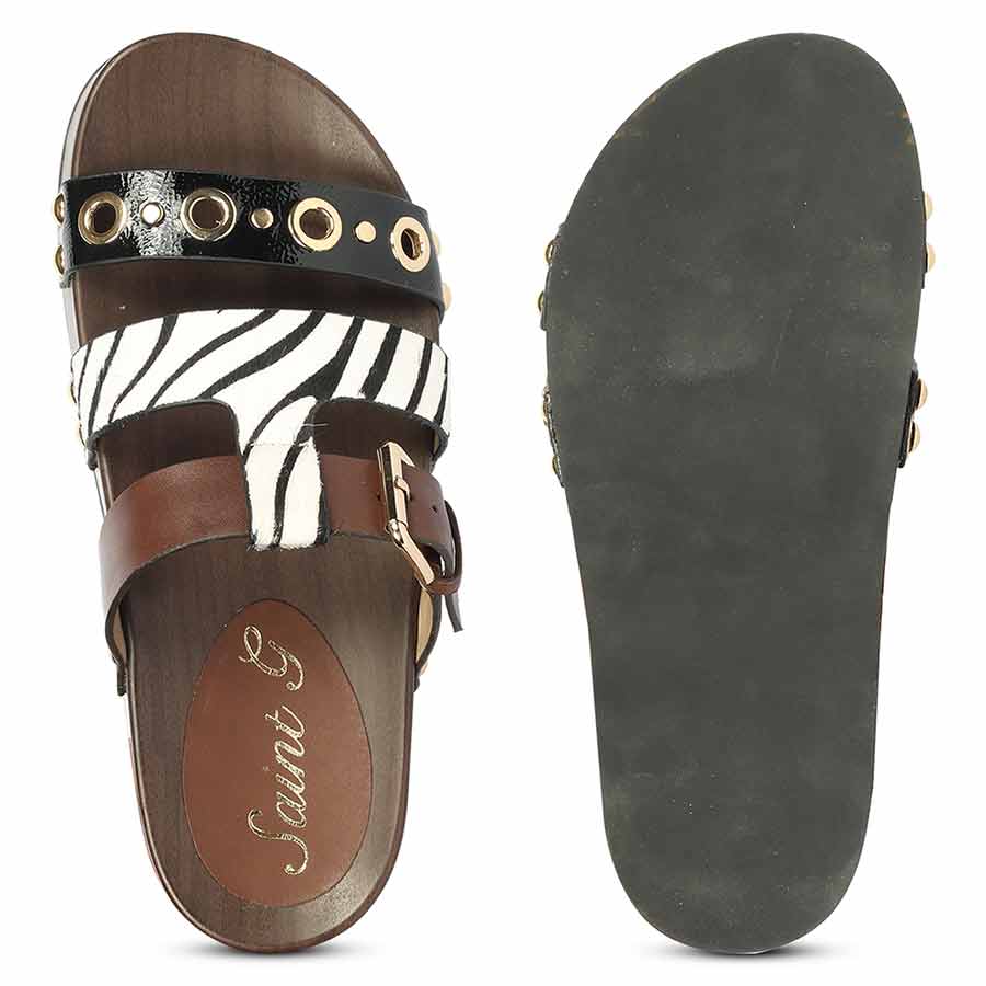 Saint Avely Embellished Brown Leather Platform Sandals