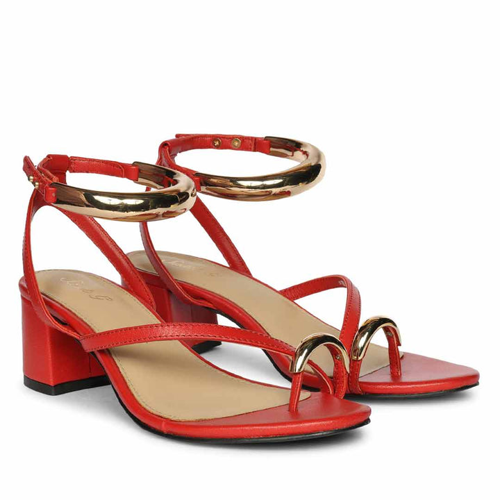 Saint Harlow Gold Trim Gojiberry Leather Block Heel