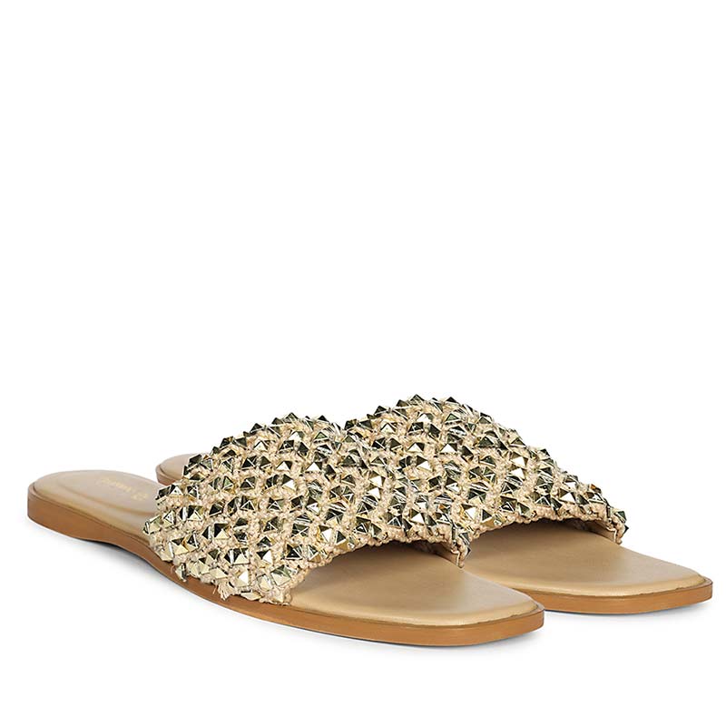 Saint Tara Glow Mesh Beige Leather Flats
