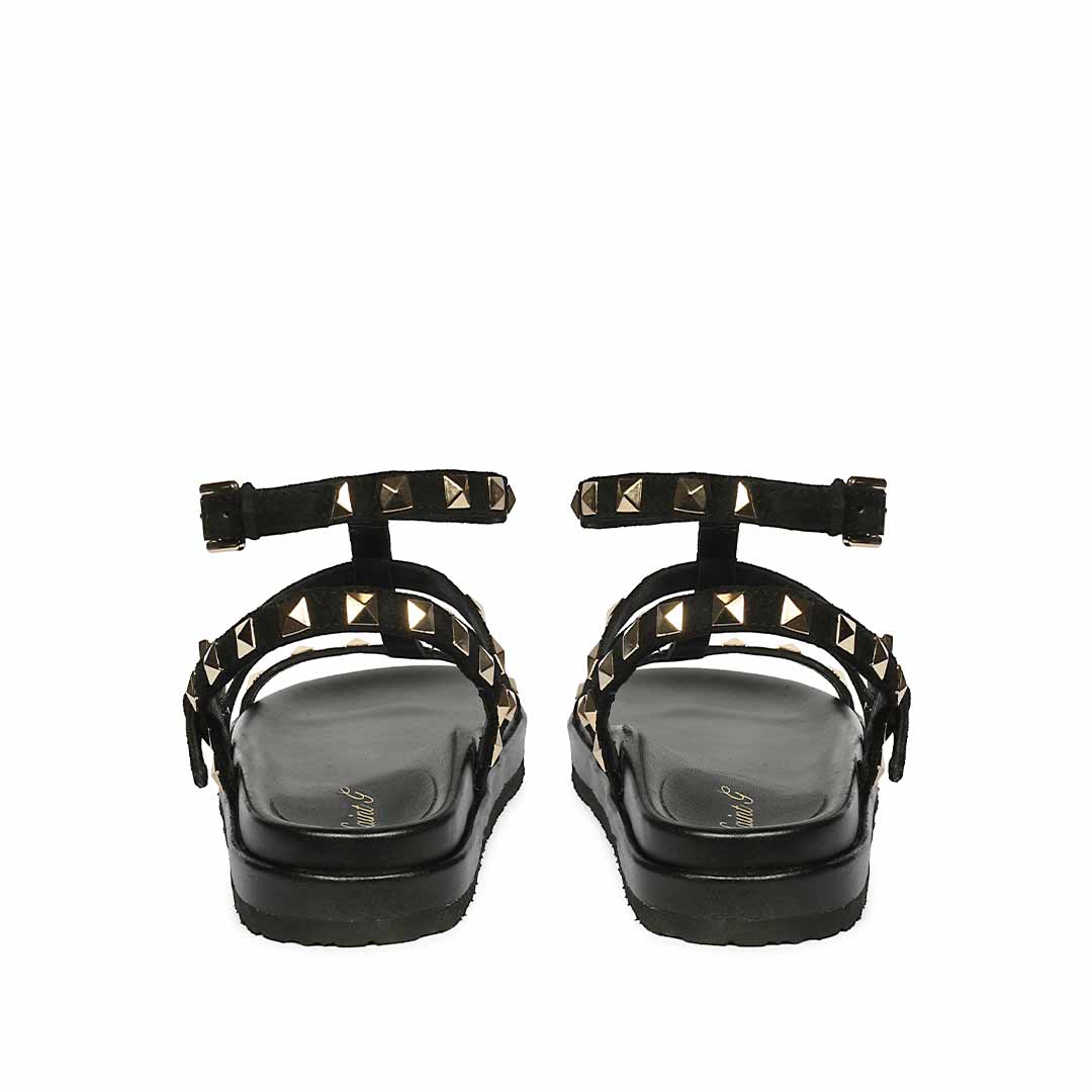 Saint Tessa Black Studded Leather Footbed Sandals