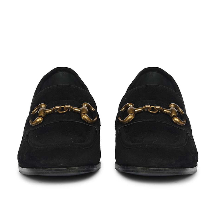 Saint Jacqueline Black  Suede Leather Moccasins