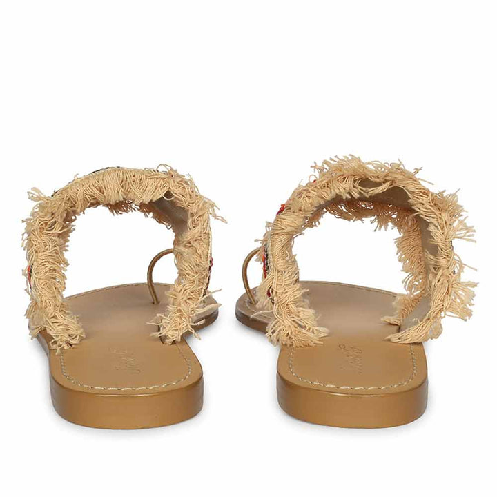 Saint Zuzu Coral Embroidered Leather Flats