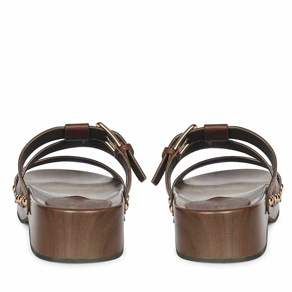 Saint Valene Buckle Brown Leather Platform Sandals