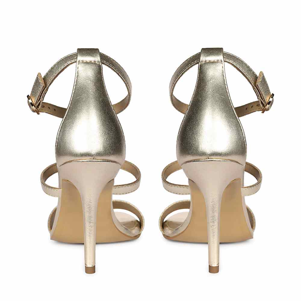 Saint Sydney Crystal Stone Metallic Gold Leather Stilettos