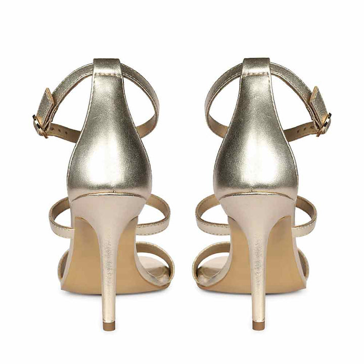 Saint Sydney Crystal Stone Metallic Gold Leather Stilettos