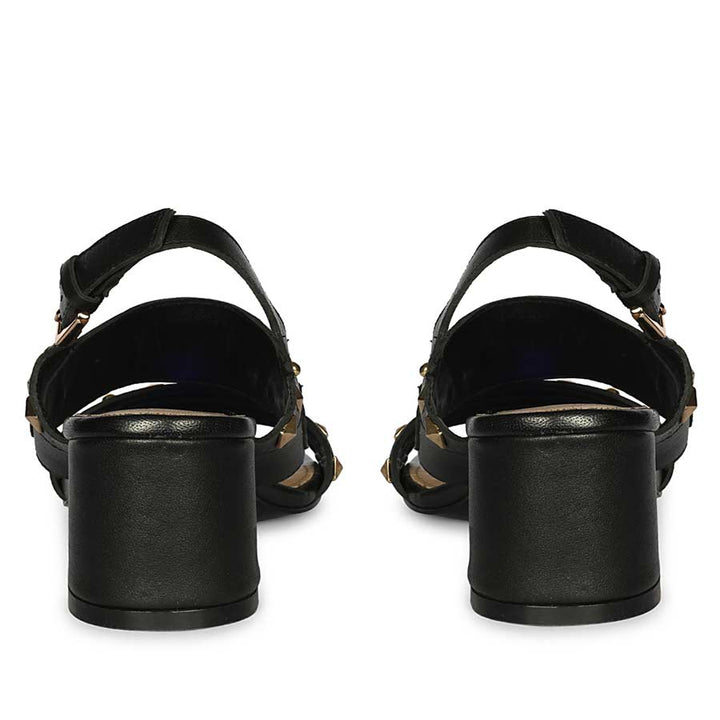 Saint Mabel Embellished Black Leather Heels