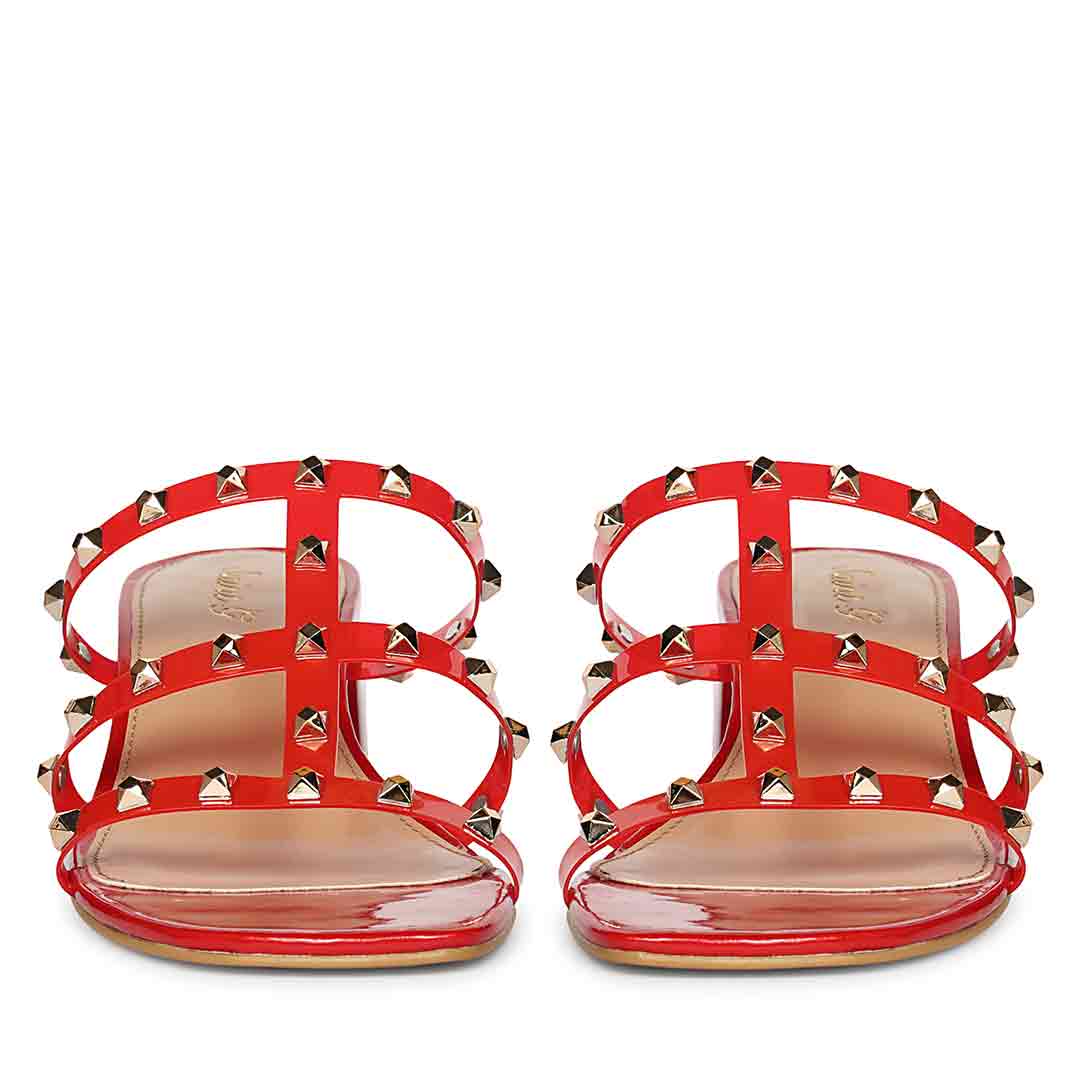 Saint Mavis Gold Studs Red Block Heels