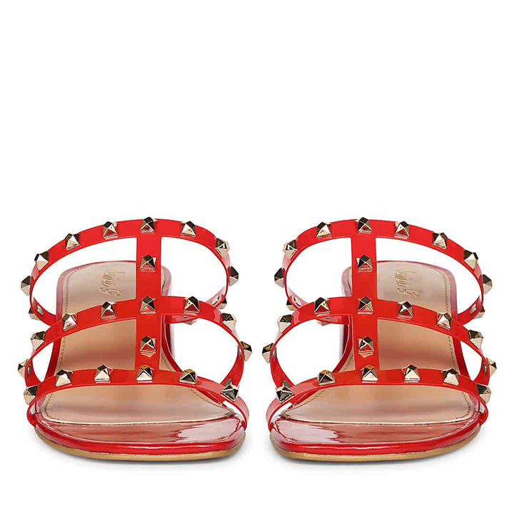 Saint Mavis Gold Studs Red Block Heels