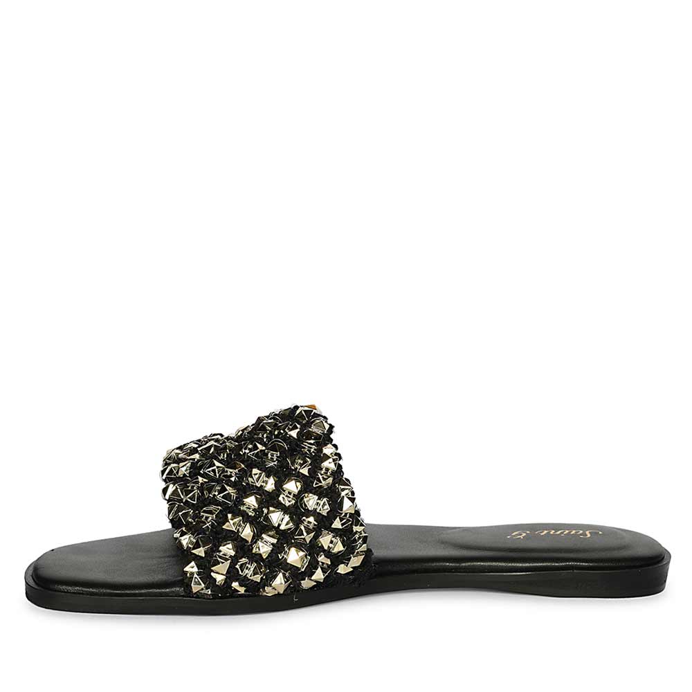 Saint Tara Glow Mesh Black Leather Flats
