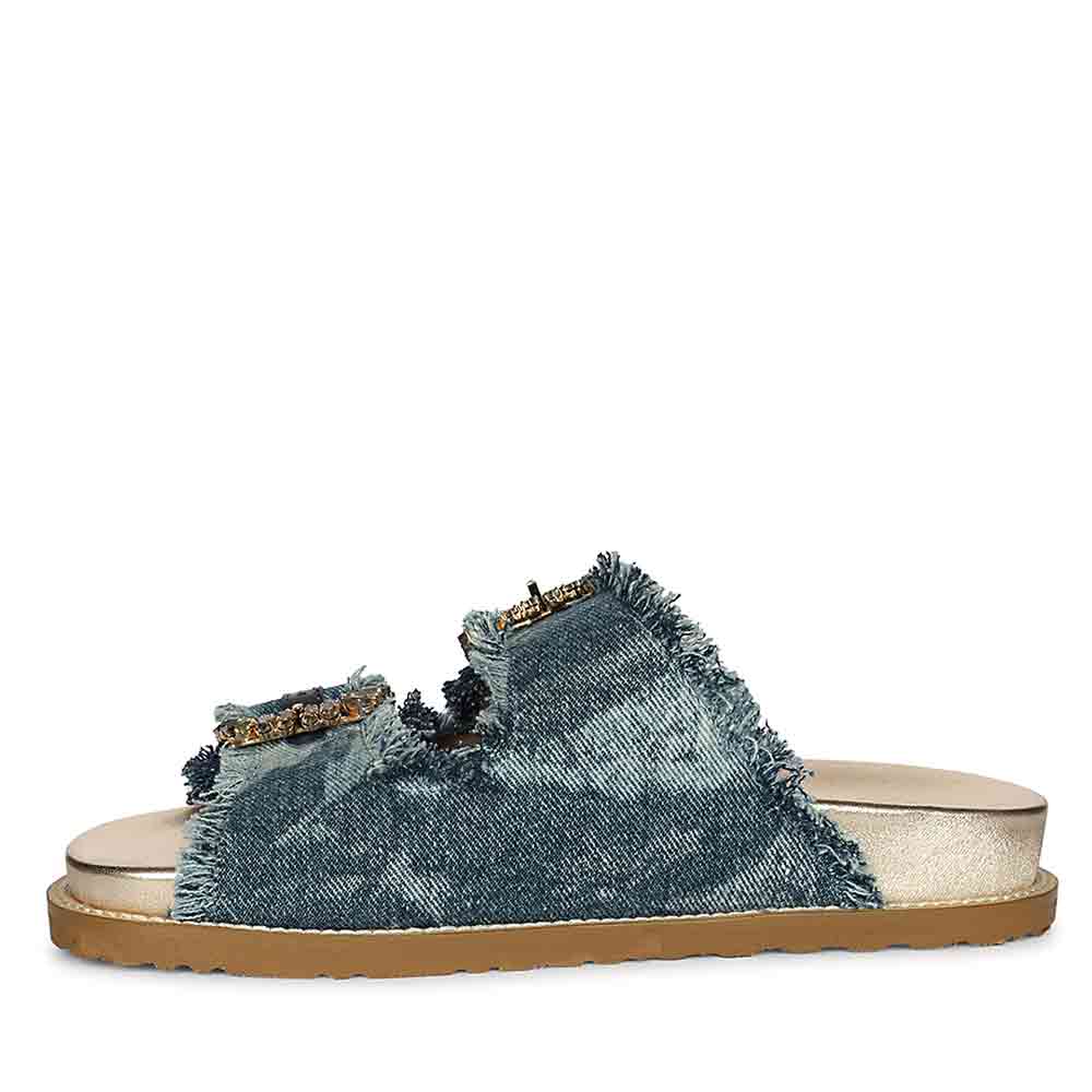 SaintG Navy Blue Denim Footbed Sandals