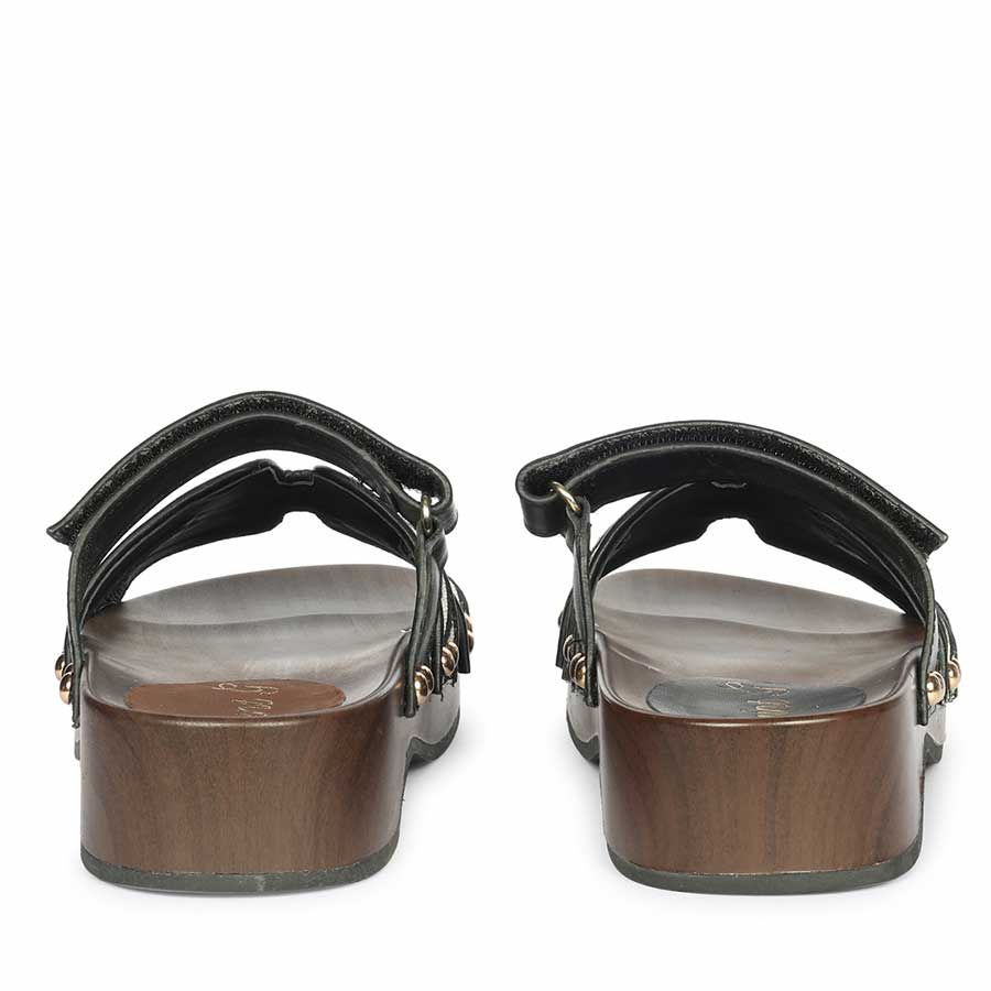 Saint Mikayla Black Leather Platform Sandals