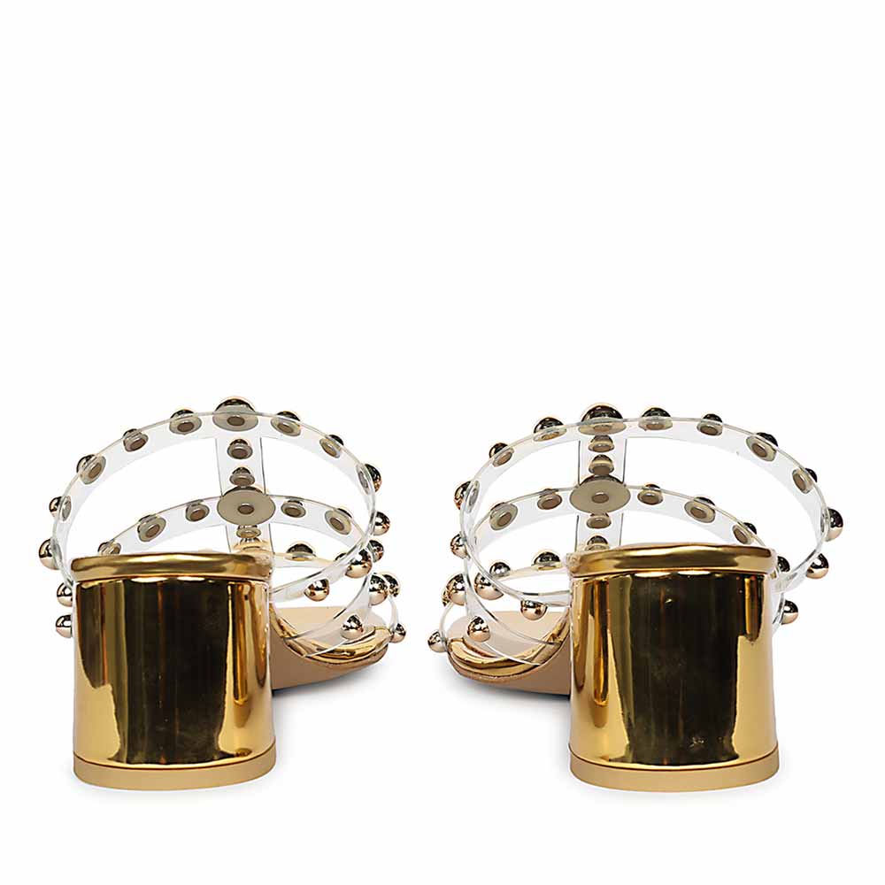 Saint Ivo Stud Embellished Gold Block Heels