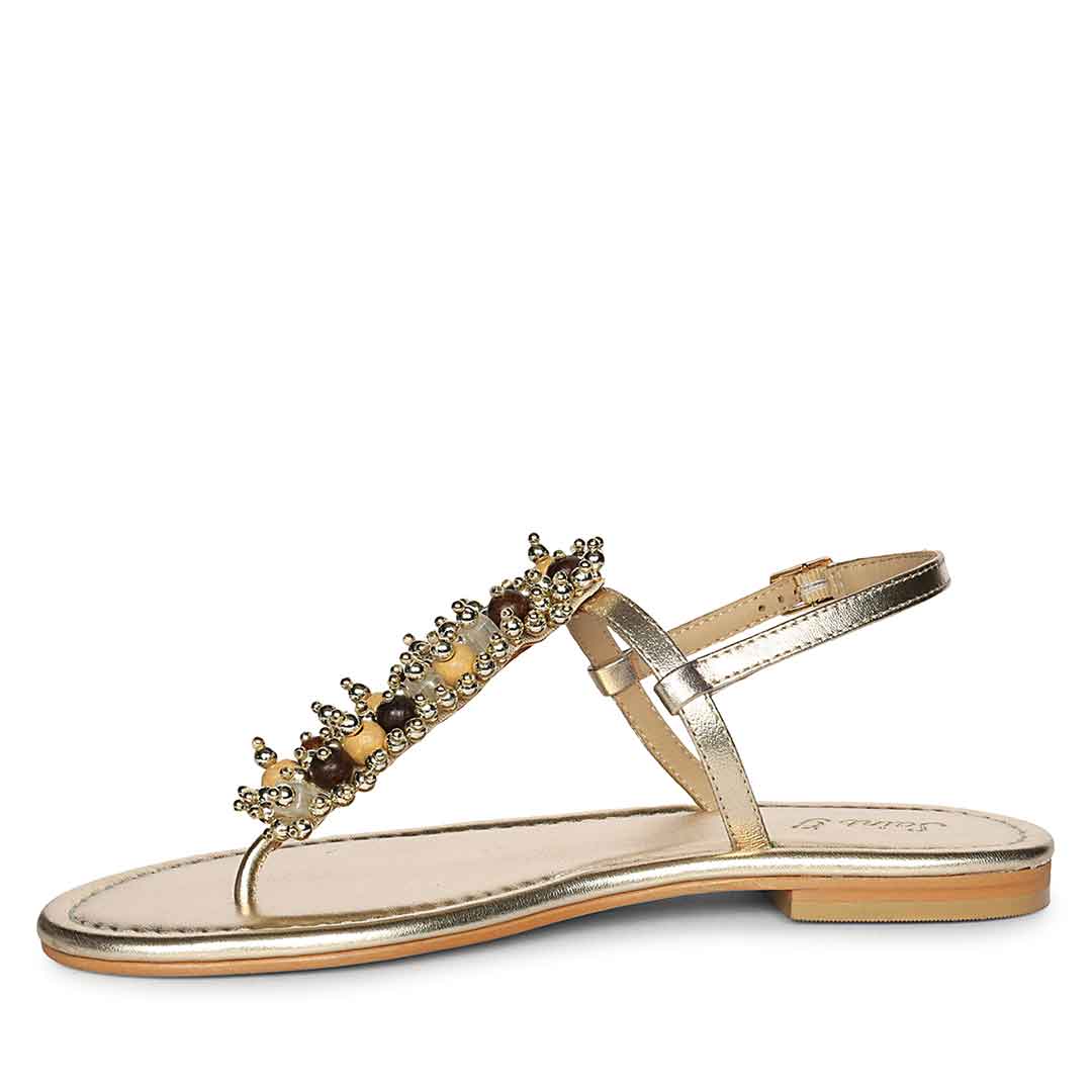 Saint Kierel Jeweled Platin Leather Flats