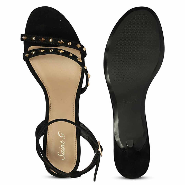 Saint Dovie Studded Black Suede Leather Stilettos