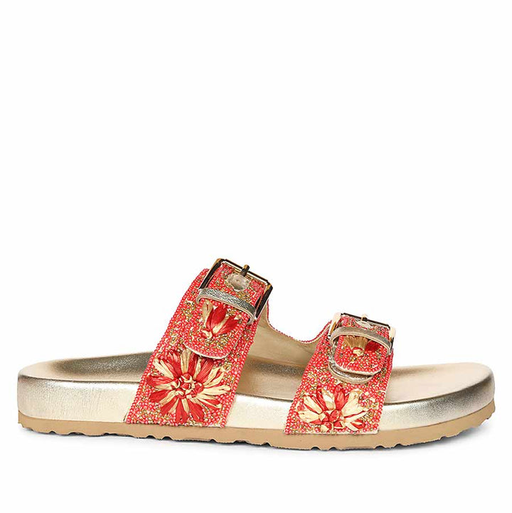 Saint Elliot Coral Leather Platform Sandals