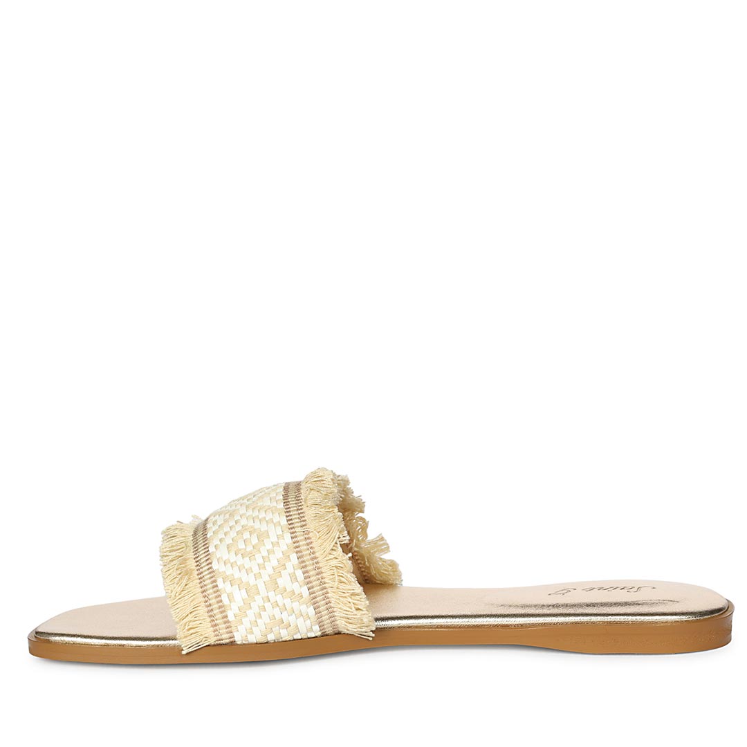 Saint Noor Luxe Crystal Net Beige White Leather