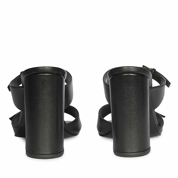 Saint Mallory Buckle Black Leather Heels